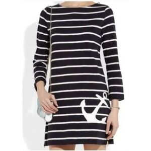 J. Crew Navy &‎ White Stripped Mini Dress Stretch Zipper Slit Anchor Preppy XS